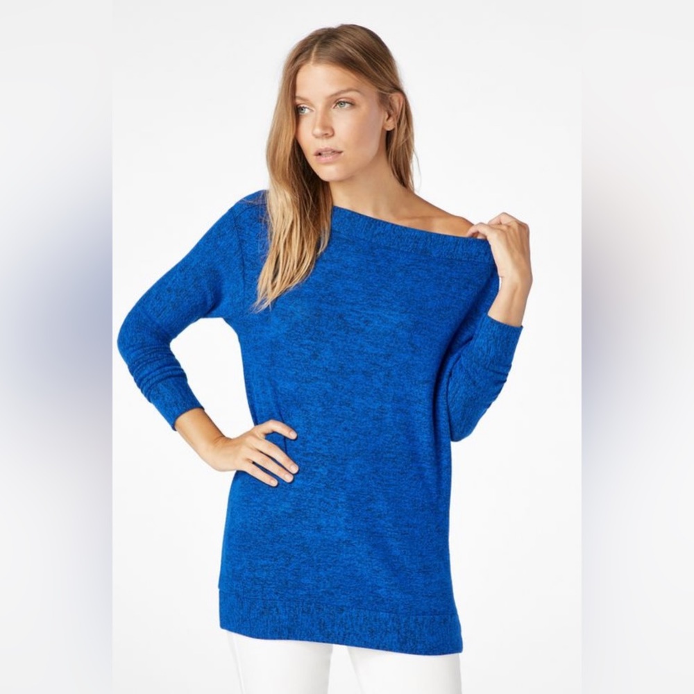 JustFab Blue Off the Shoulder Sweater